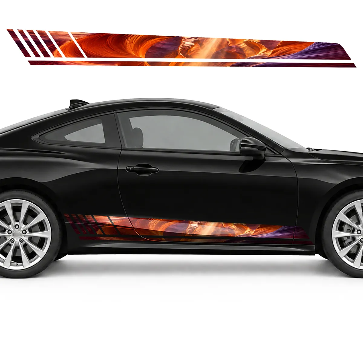 Golden Rays in a Crimson Canyon GT racing side door stripes, view 4 of 4