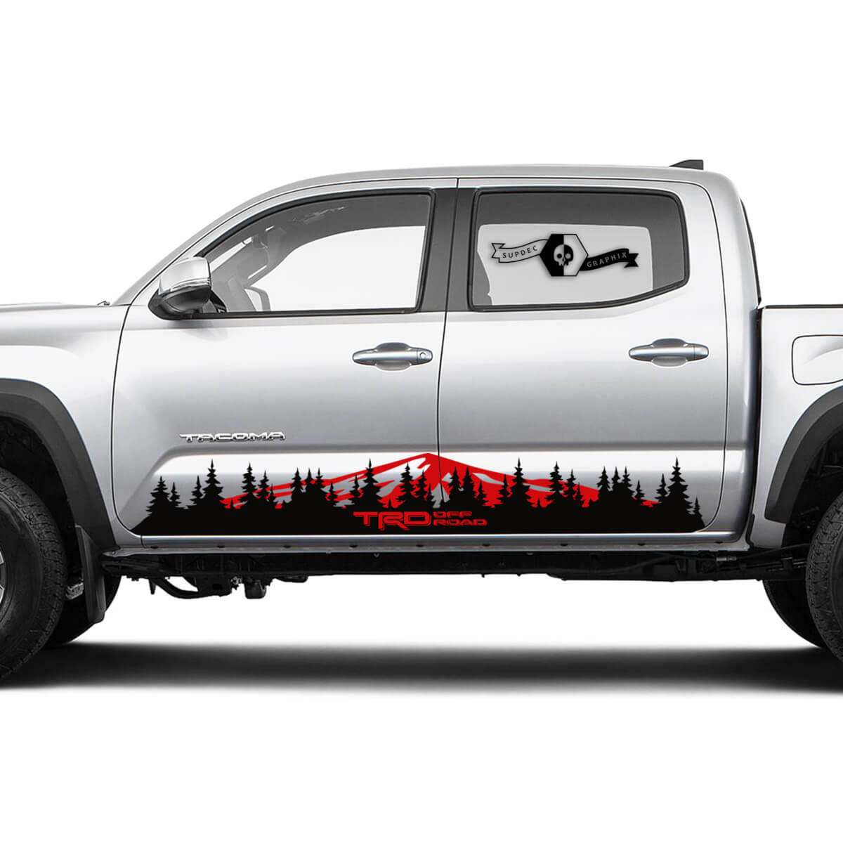 TRD TOYOTA Mountains and Fores Trees Decals Stickers for Tacoma Tundra 4Runner Hilux Rocker Panel