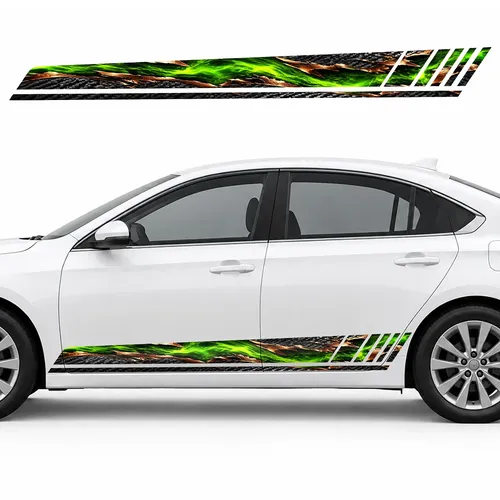 Carbon Fiber Rift with a Lime Glow GT racing side door stripes decals stickers for Cars