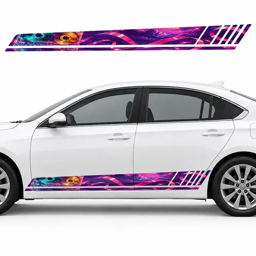 Cassette with Pink Tape on Purple GT racing side door stripes decals stickers for Cars