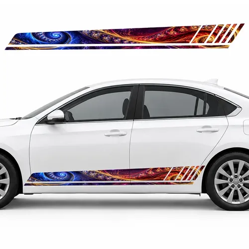Cobalt Swirl in a Crimson and Gold Glow GT racing side door stripes decals stickers for Cars