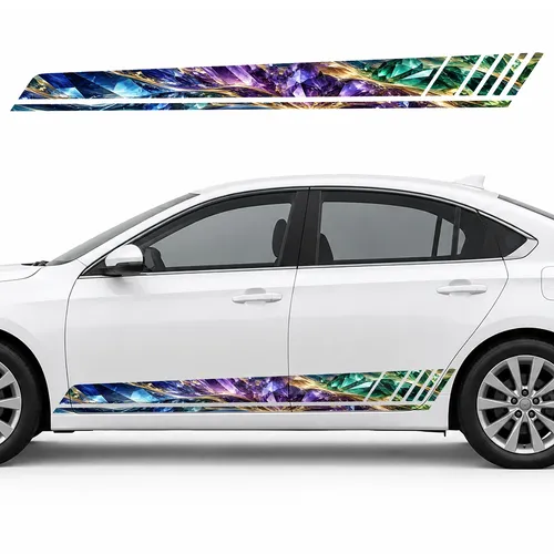 Crystal Panorama of Sapphire, Amethyst and Emerald GT racing side door stripes decals stickers for Cars