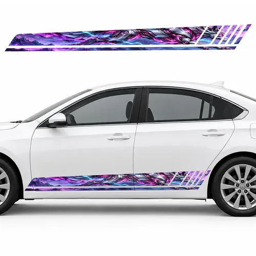 Cyber Wolf in Neon Geometric Trails GT racing side door stripes decals stickers for Cars