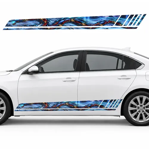 Cybernetic Dragon with Blue Streams GT racing side door stripes decals stickers for Cars