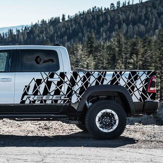 New Pair Dodge Ram Rebel 2021+ Side Splash Cross Stripes Tailgate Bed Vinyl Stickers Decals