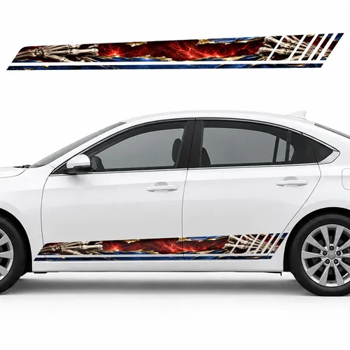 Skeleton Hands Tearing Cobalt Steel GT racing side door stripes decals stickers for Cars