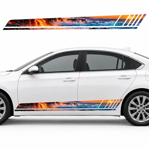 Lava, Basalt and Cobalt Ocean GT racing side door stripes decals stickers for Cars