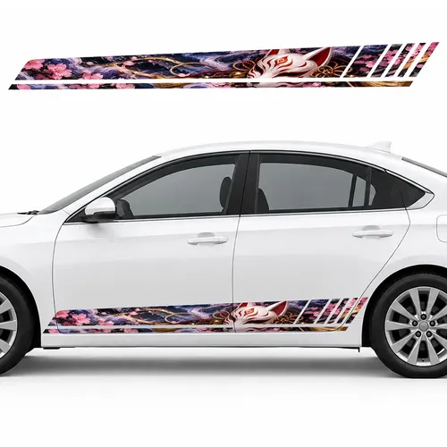 Kitsune Mask in Cherry Blossom Mist GT racing side door stripes decals stickers for Cars