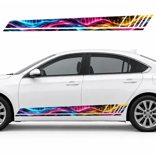 Musical Wave of Liquid Colors GT racing side door stripes decals stickers for Cars