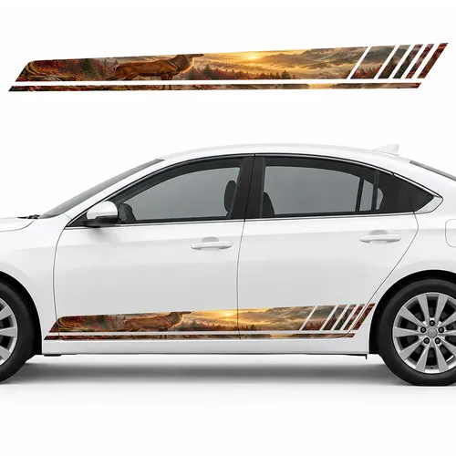 Copper Antlered Deer in an Autumn Forest GT racing side door stripes decals stickers for Cars