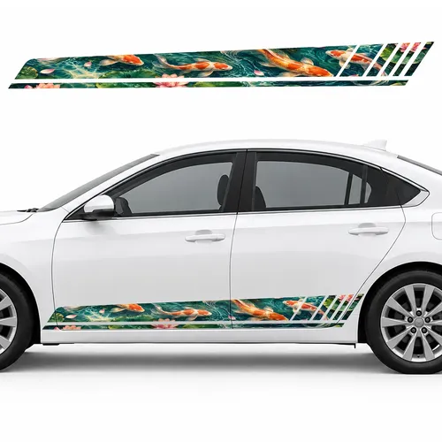 Copper Koi under Emerald Lily Pads GT racing side door stripes decals stickers for Cars