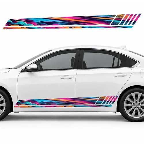 Neon Comic Speed in Color Wedges GT racing side door stripes decals stickers for Cars