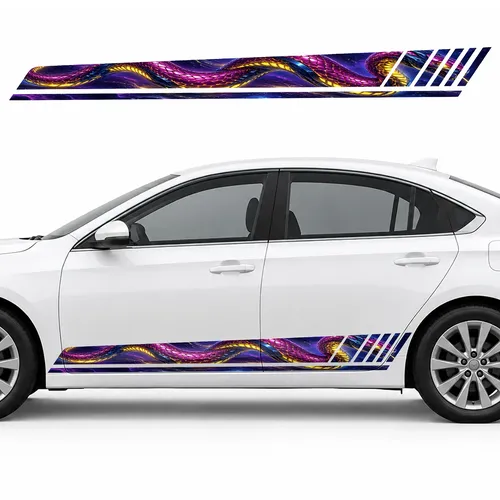 Neon Cyber Serpent on Indigo GT racing side door stripes decals stickers for Cars