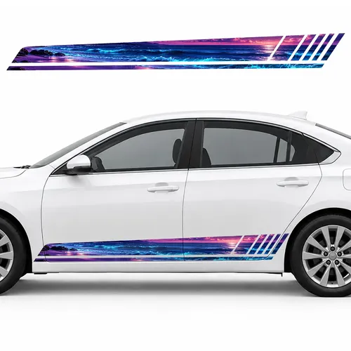 Neon Surf on a Violet Shore GT racing side door stripes decals stickers for Cars