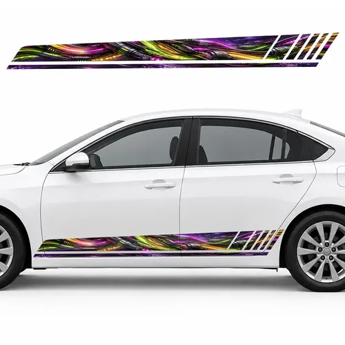 Neon Neural Cables in a Graphite Weave GT racing side door stripes decals stickers for Cars