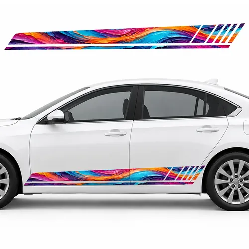 Neon Waves of Colorful Impasto GT racing side door stripes decals stickers for Cars