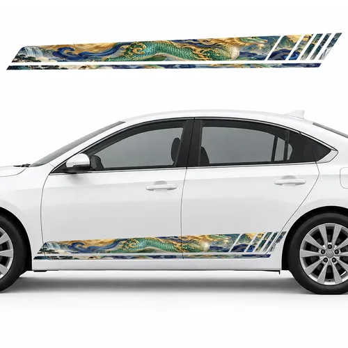Jade Qilin among Indigo Clouds GT racing side door stripes decals stickers for Cars