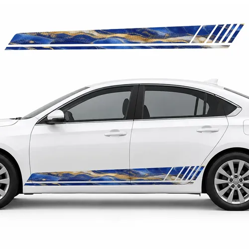 Lapis Lazuli Panorama with Gold Veins GT racing side door stripes decals stickers for Cars
