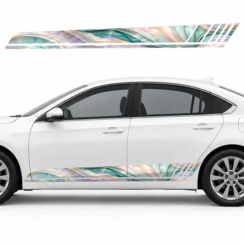 Pearlescent Waves in Pastel Tones GT racing side door stripes decals stickers for Cars