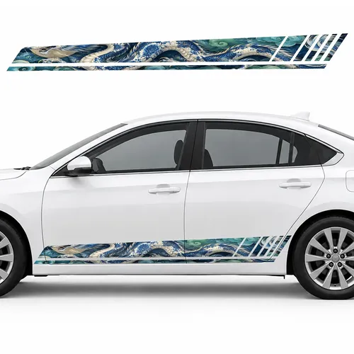 Porcelain Dragon with Golden Cracks GT racing side door stripes decals stickers for Cars