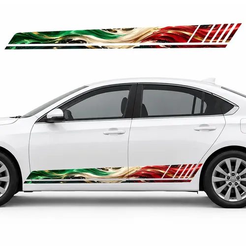 Liquid Italian Tricolor GT racing side door stripes decals stickers for Cars