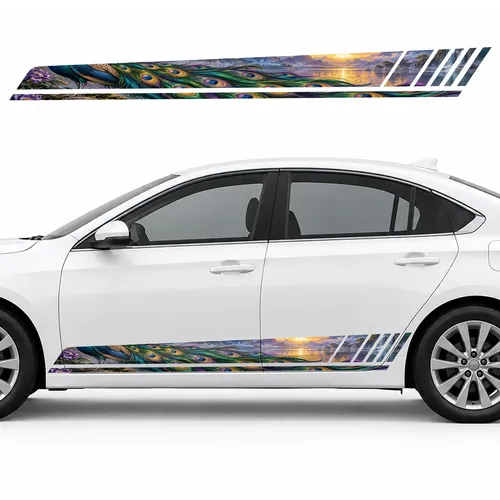 Emerald Peacock in a Wave of Color GT racing side door stripes decals stickers for Cars