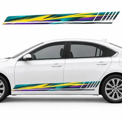 Touring Swirl of Turquoise and Violet GT racing side door stripes decals stickers for Cars