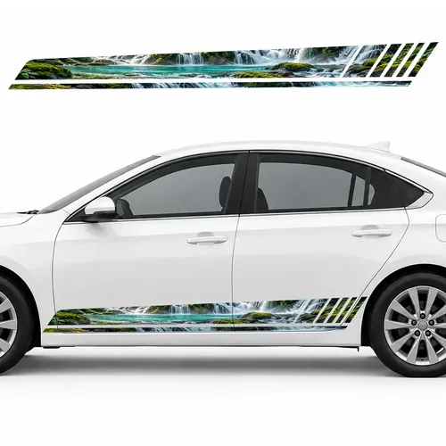 Turquoise Cascades in an Emerald Forest GT racing side door stripes decals stickers for Cars