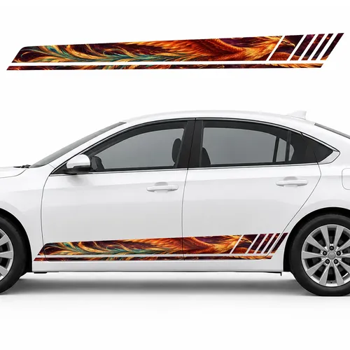 Phoenix in Flight among Embers GT racing side door stripes decals stickers for Cars
