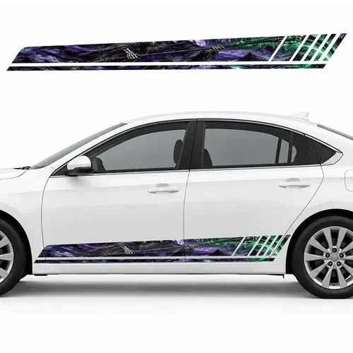 Purple Reaper with an Emerald Scythe GT racing side door stripes decals stickers for Cars