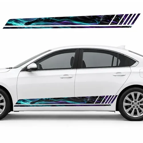 Dark Panther in Turquoise Swirls GT racing side door stripes decals stickers for Cars