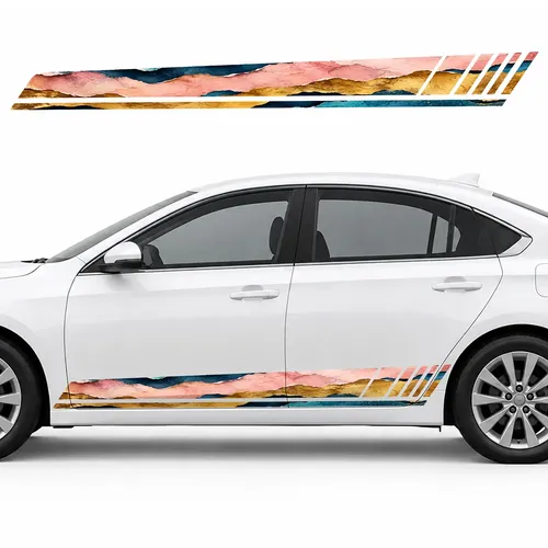 Layers of Colored Paper in Motion GT racing side door stripes decals stickers for Cars
