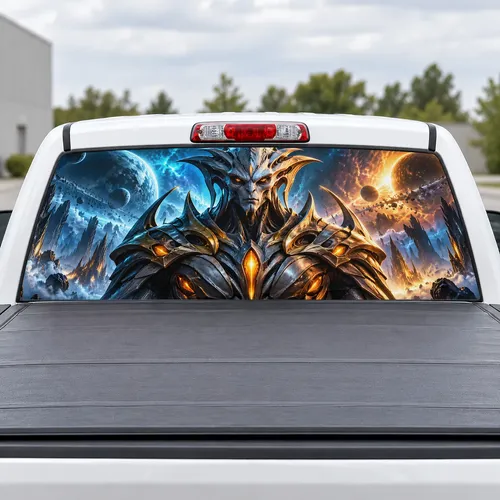 Alien Warlord perforated rear window decal for Trucks