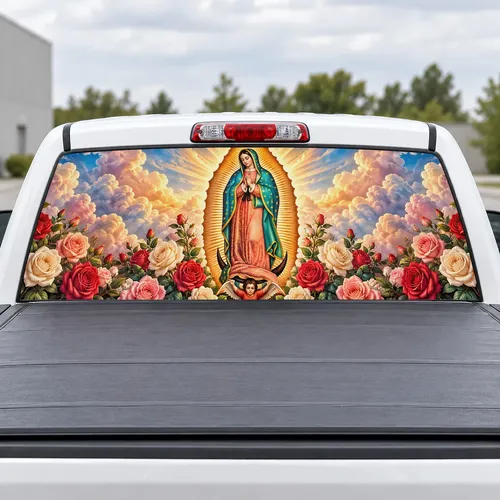 Our Lady of Guadalupe perforated rear window decal for Trucks