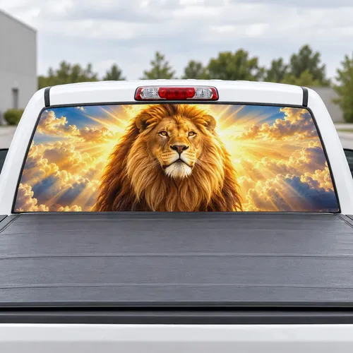Lion of Judah perforated rear window decal for Trucks