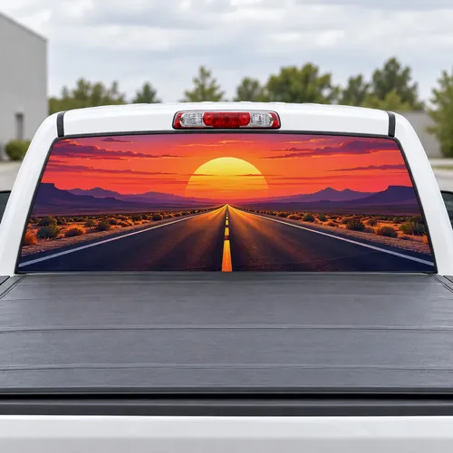Open Highway perforated rear window decal for Trucks