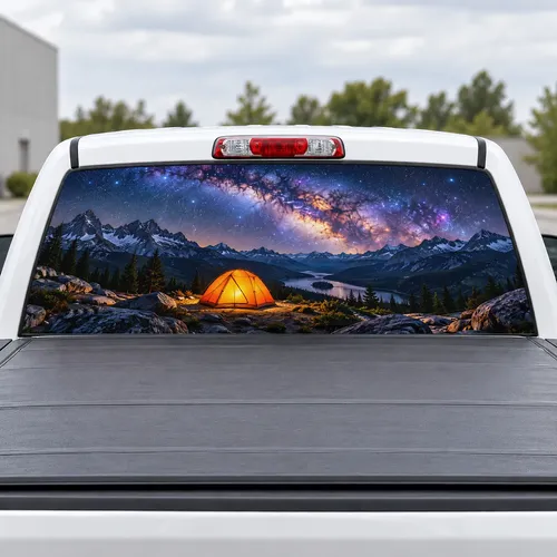 Milky Way Camp perforated rear window decal for Trucks