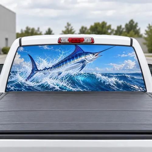 Offshore Marlin perforated rear window decal for Trucks