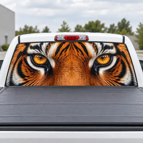 Tiger Eyes perforated rear window decal for Trucks