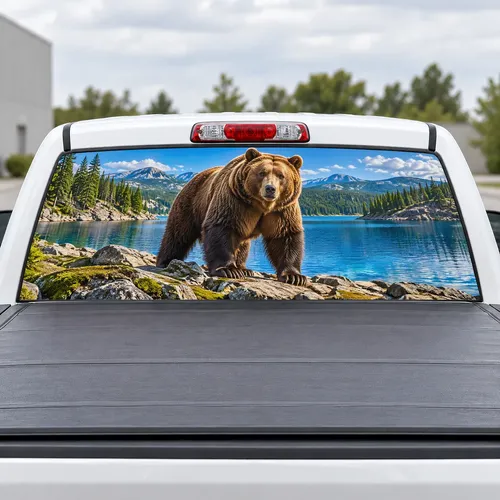 Lakeshore Bear perforated rear window decal for Trucks