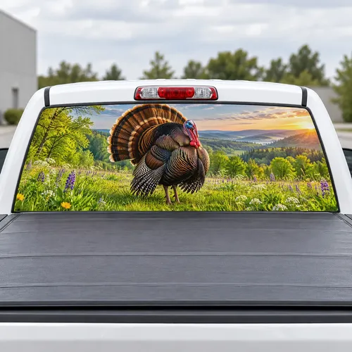 Strutting Gobbler perforated rear window decal for Trucks