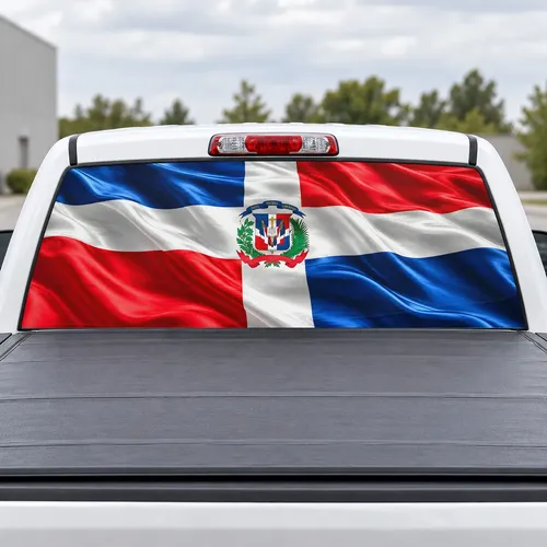 Dominican Pride perforated rear window decal for Trucks