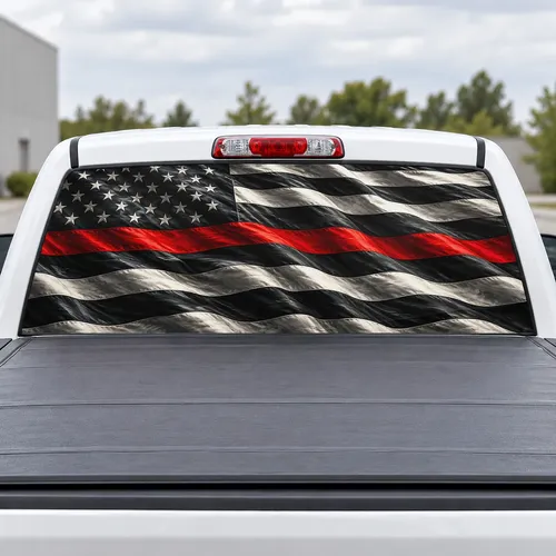 Red Line Honor perforated rear window decal for Trucks