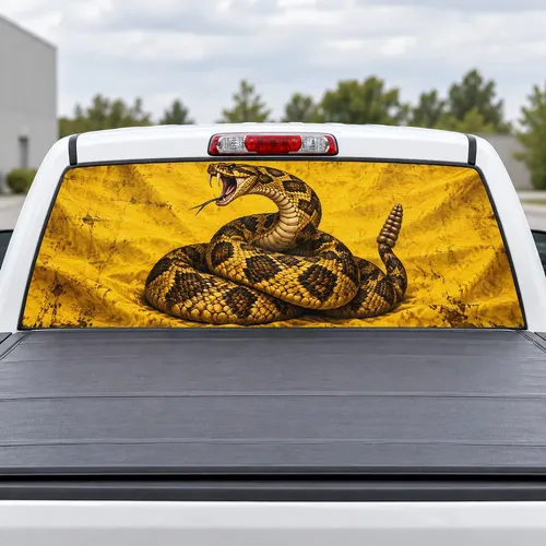 Rattlesnake Standard perforated rear window decal for Trucks