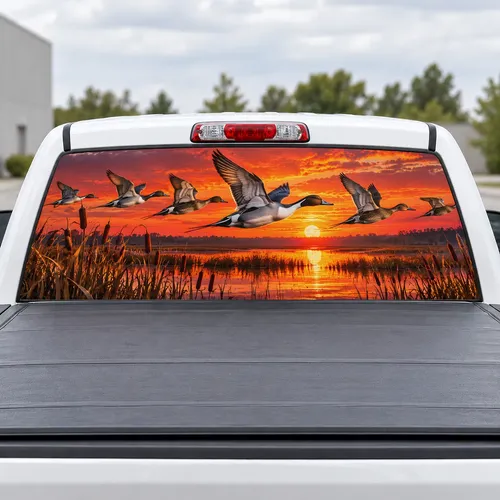 Pintail Flight perforated rear window decal for Trucks