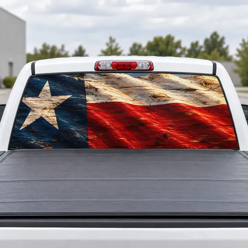 Lone Star perforated rear window decal for Trucks