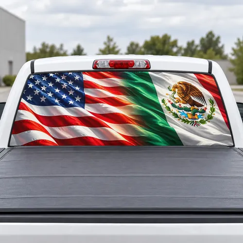 Two Nations perforated rear window decal for Trucks