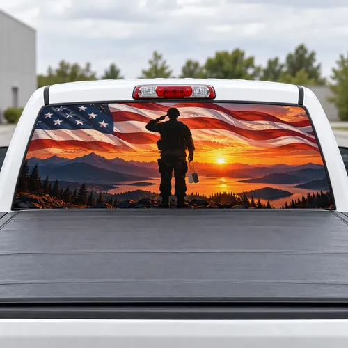 Veteran Tribute perforated rear window decal for Trucks