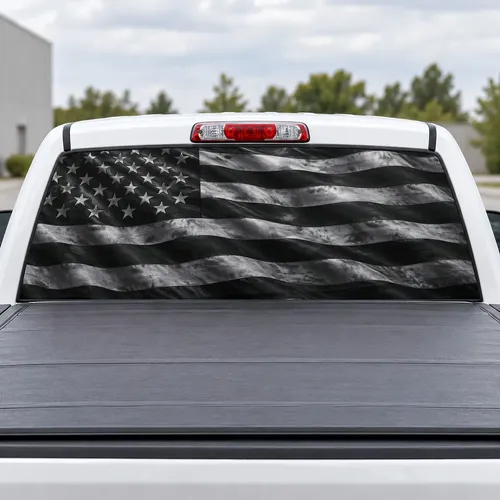 Subdued Flag perforated rear window decal for Trucks