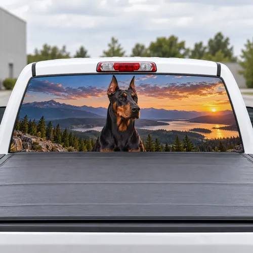 Doberman perforated rear window decal for Trucks